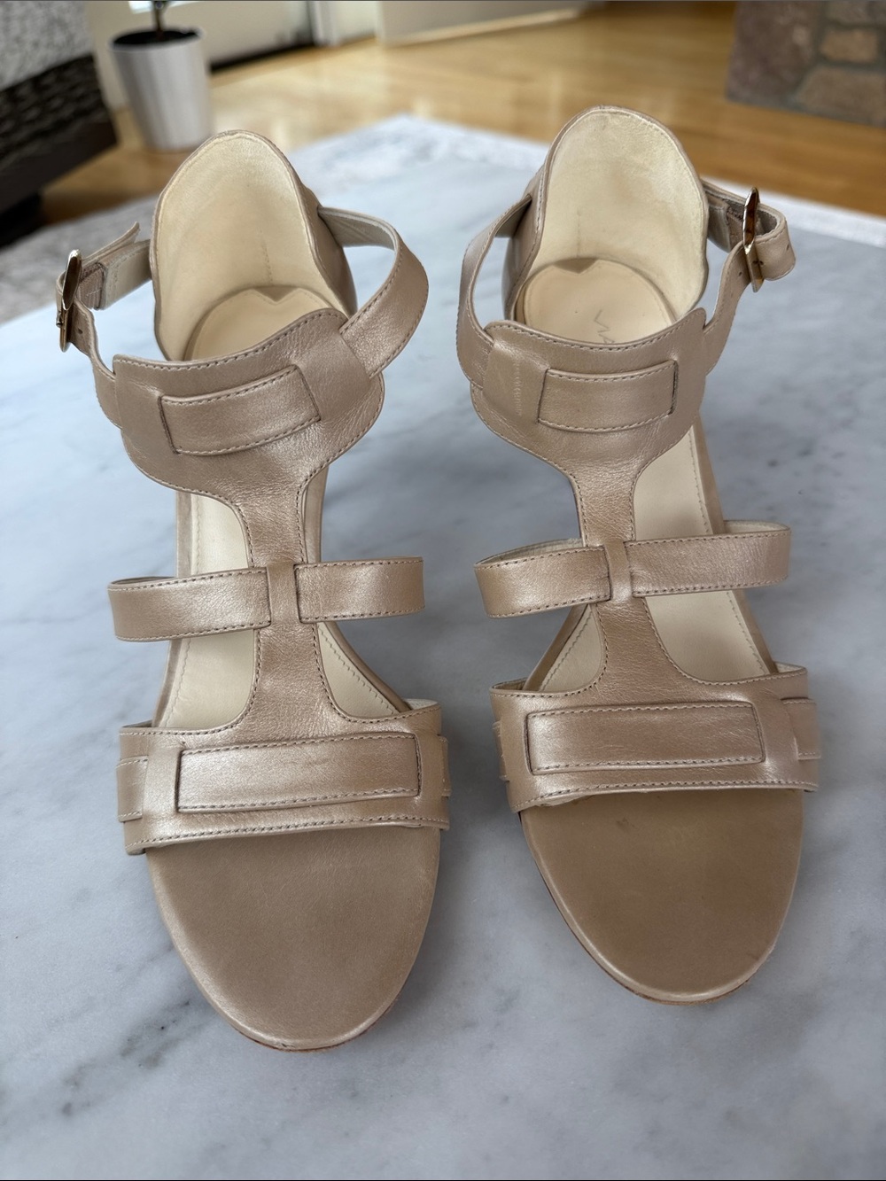 Via Spiga Metallic Taupe Strappy Sandals